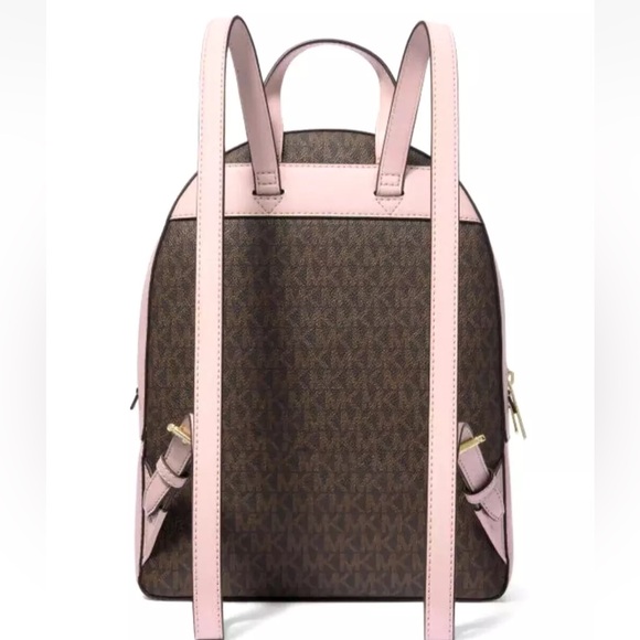 New Michael Kors Jaycee Medium Logo Backpack Brown / Powder Blush - Picture 4 of 4